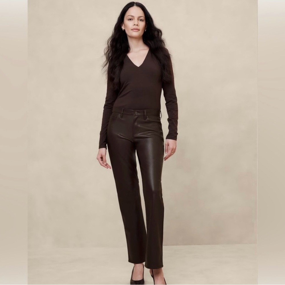 Mid-Rise Bootcut Vegan Leather Pant